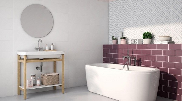 gạch thẻ ốp tường màu đỏ ốp phòng tắm