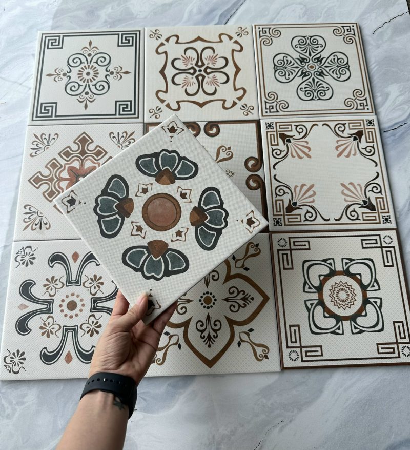 gạch bông men lát nền ốp tường, trang trí hoa văn cổ điển