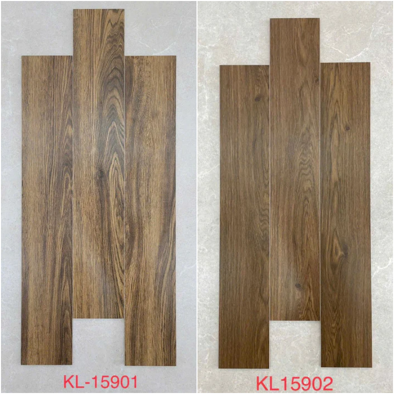 Gạch vân gỗ thanh dài, lát sàn, bền bỉ, chống thấm.
