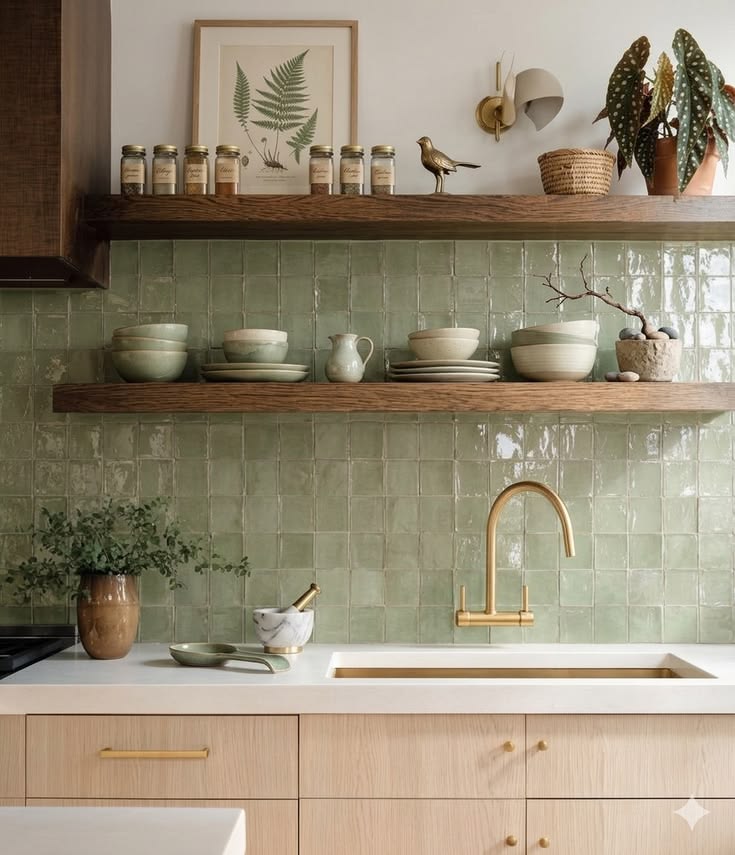 Gạch mosaic màu trắng bóng gợn ốp tường bếp