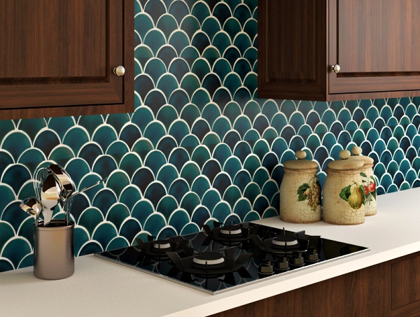 Gạch mosaic vẩy cá ốp bếp